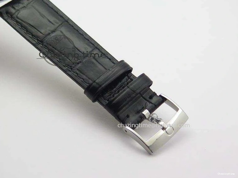 0404 Flexible De Ville MK 1:1 Best Edition SS White Dial On Black Leather Asian Seagull T1701 (Sec@6) 8244